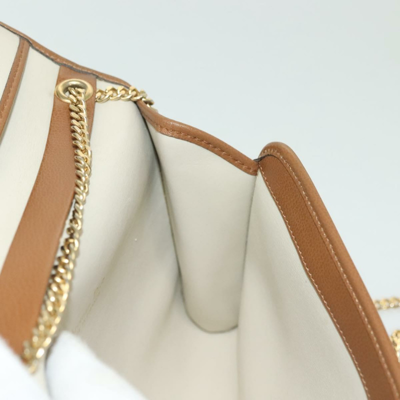 【日本直送】Christian Dior 鏈條肩背包 皮革 棕色 金色 正品 137909-17