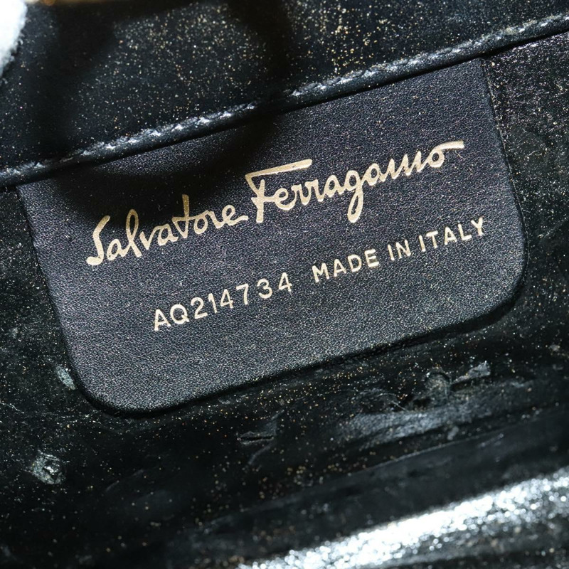 【日本直送】Salvatore Ferragamo Gancini 鏈條單肩包 皮革 黑金色 正品 HK2925-11