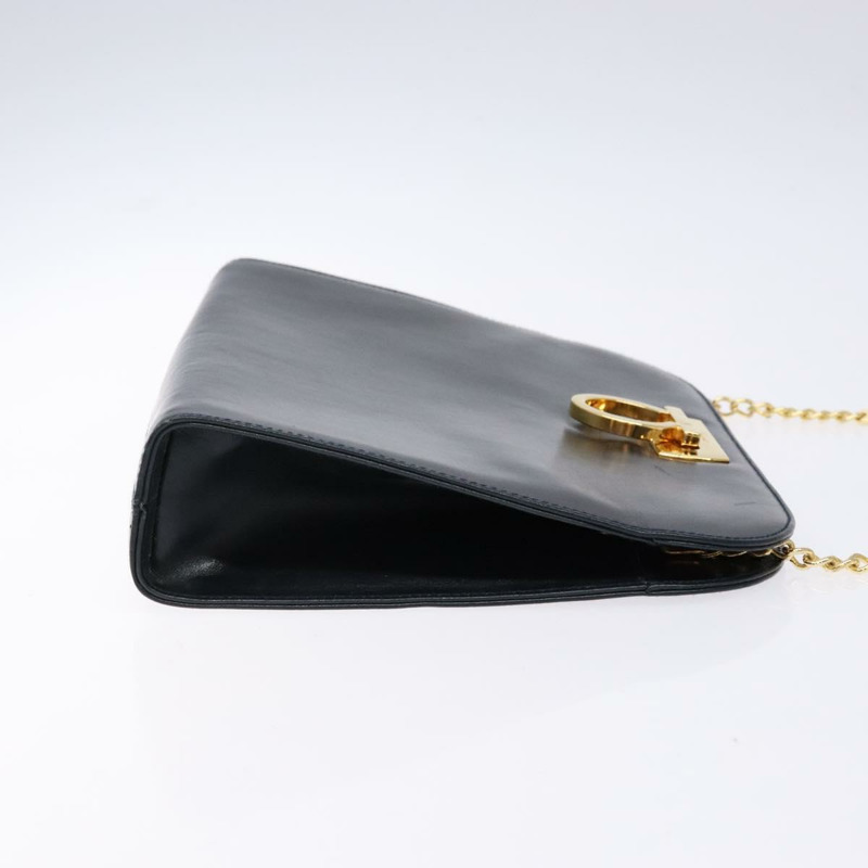 【日本直送】Salvatore Ferragamo Gancini 鏈條單肩包 皮革 海軍藍 金色 正品 139543-2