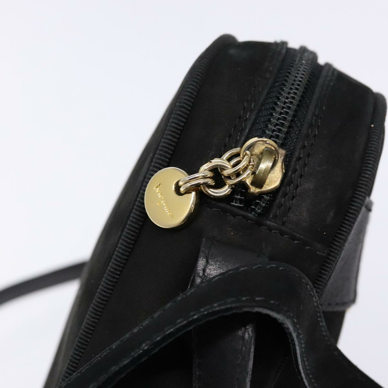 【日本直送】Salvatore Ferragamo Vala 單肩包 絨面革 黑金色 正品 BA4961-9