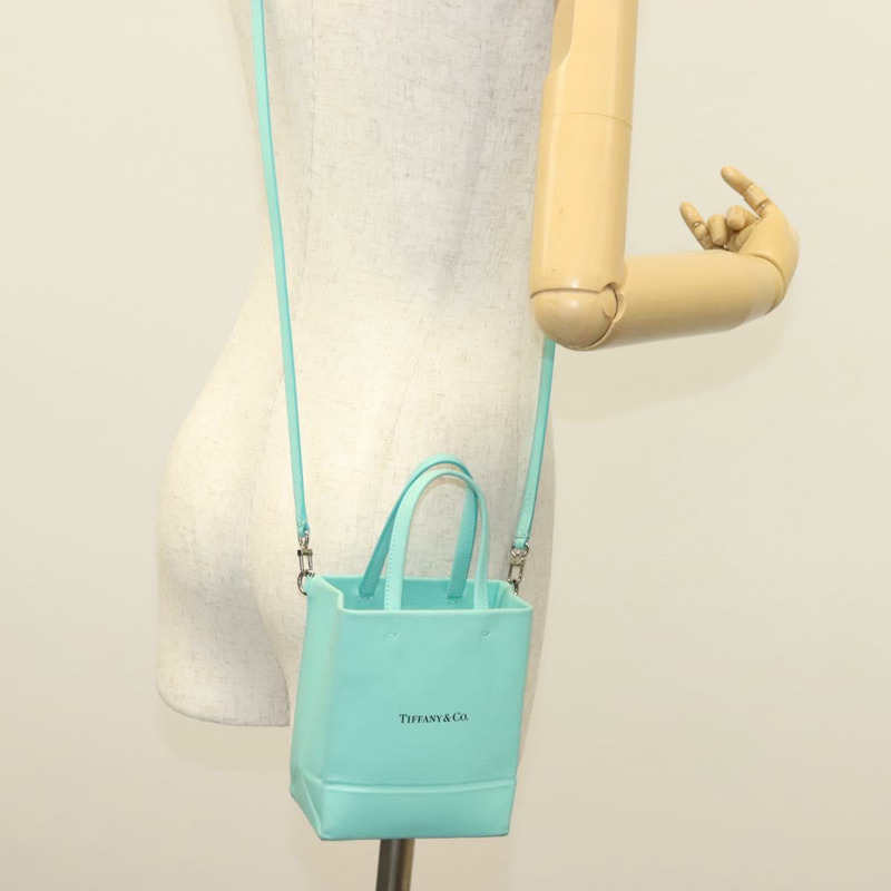 【日本直送】蒂芬妮 (TIFFANY&Co.) 迷你手提包皮革兩用包綠色松石銀色正品 139063-22