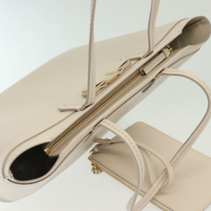 【日本直送】Salvatore Ferragamo Vala 托特包 皮革 淺米色 金色 正品 139066-6