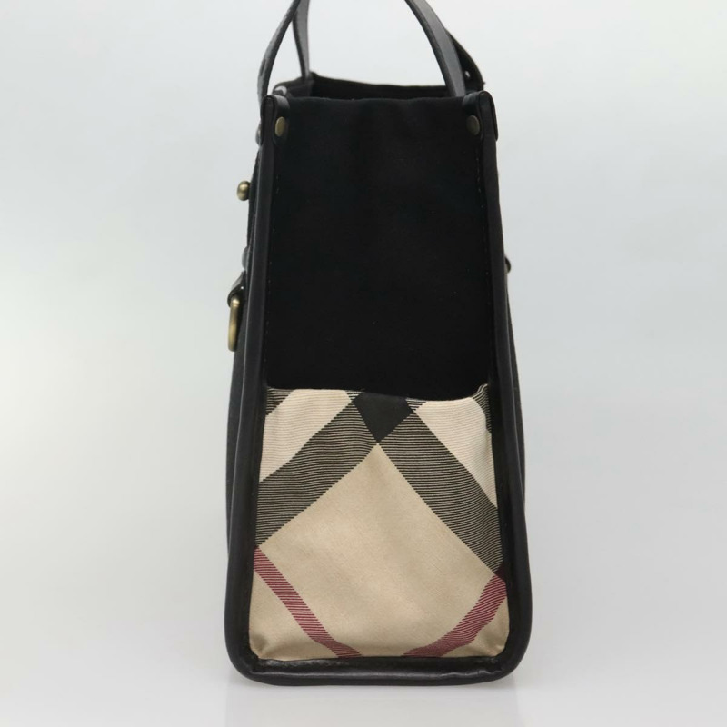 【日本直送】BURBERRY 帆布手提包 黑色 正品 BA5108-2