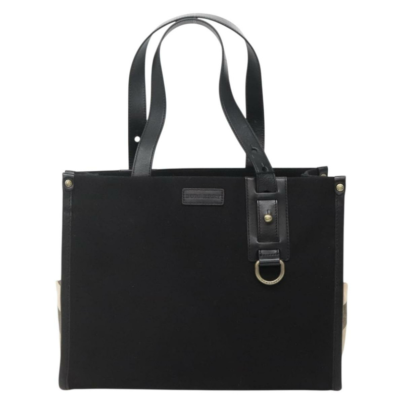 【日本直送】BURBERRY 帆布手提包 黑色 正品 BA5108-12