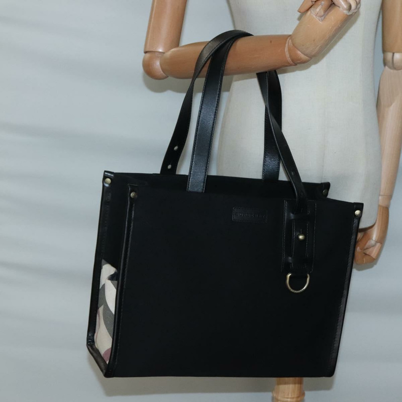 【日本直送】BURBERRY 帆布手提包 黑色 正品 BA5108-21
