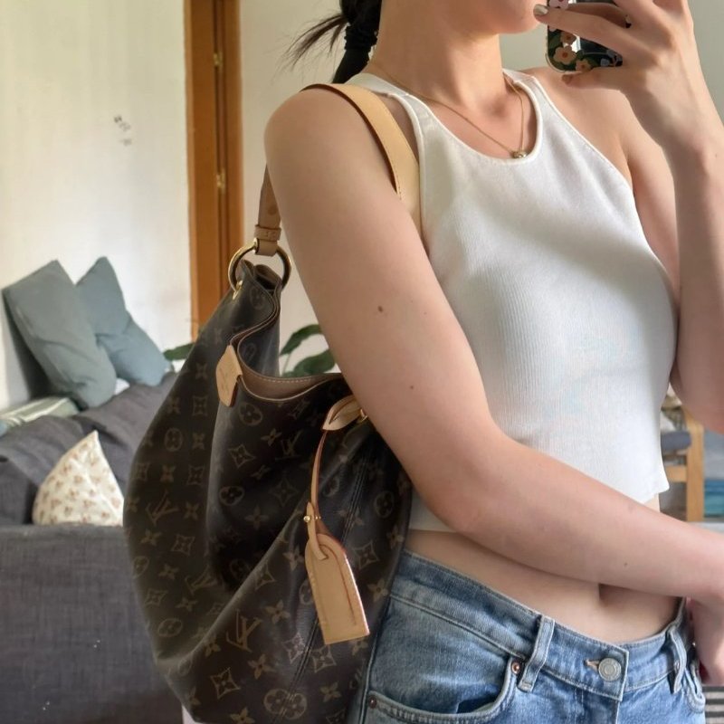 LV graceful老花hobo肩背包31*29*14 98新配件塵袋-3