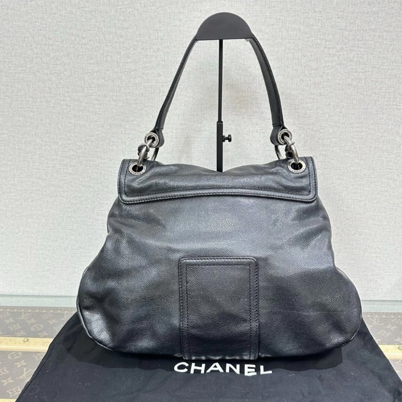 CHANEL 黑銀機車肩背40*29*11 98新配件塵袋-5