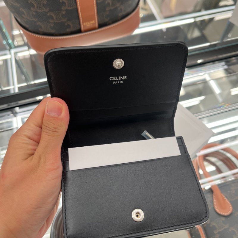 🎉新品好折扣✨Celine 10K623 Triomphe 凱旋門小牛皮短夾 黑色/銀釦-5