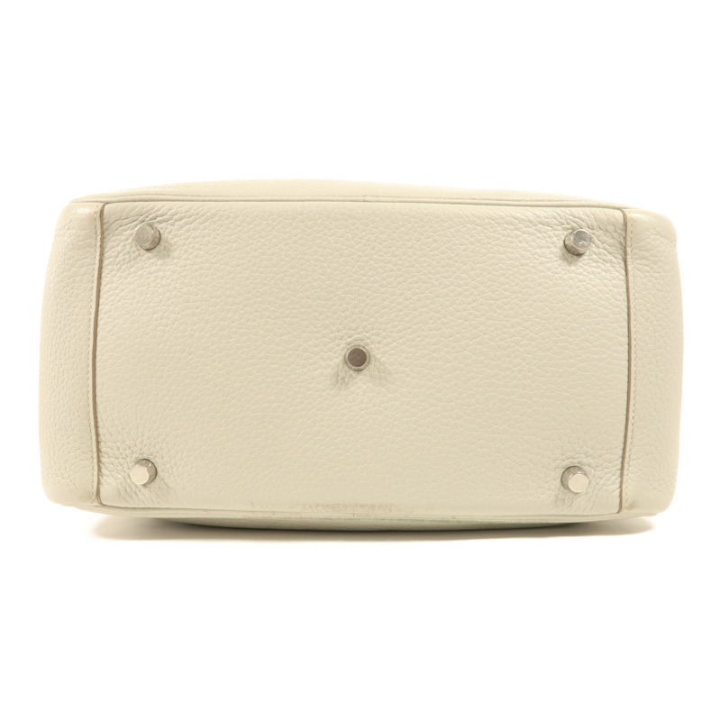 HERMES Clemence皮革Lindy 30銀扣手挽肩背兩用袋Gris Perle-3