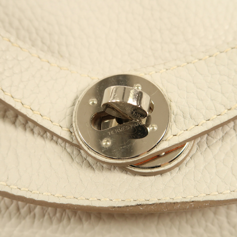 HERMES Clemence皮革Lindy 30銀扣手挽肩背兩用袋Gris Perle-9
