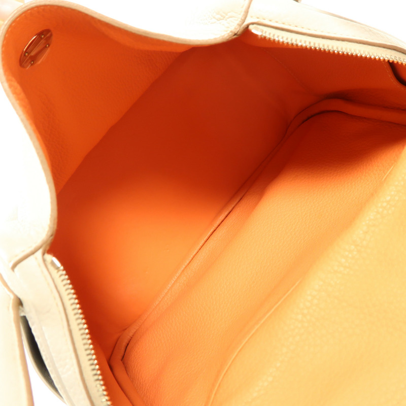 HERMES Clemence皮革Lindy 30銀扣手挽肩背兩用袋Gris Perle-10