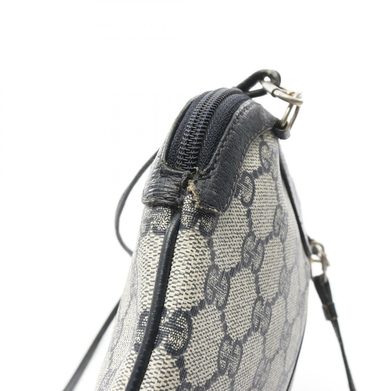 GUCCI 舊款 Gucci GG Plus Sherry 系列單背包，帆布皮革，白色/海軍藍，二手-6