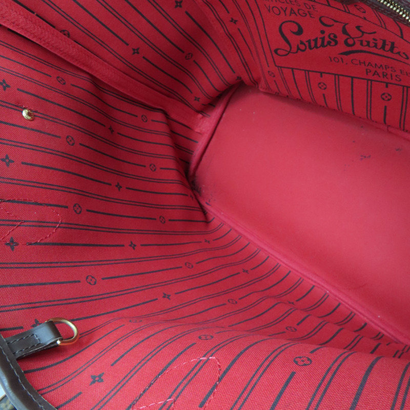 棕色 棋盤格帆布 Neverfull MM 托特包 肩背包 N51105-5