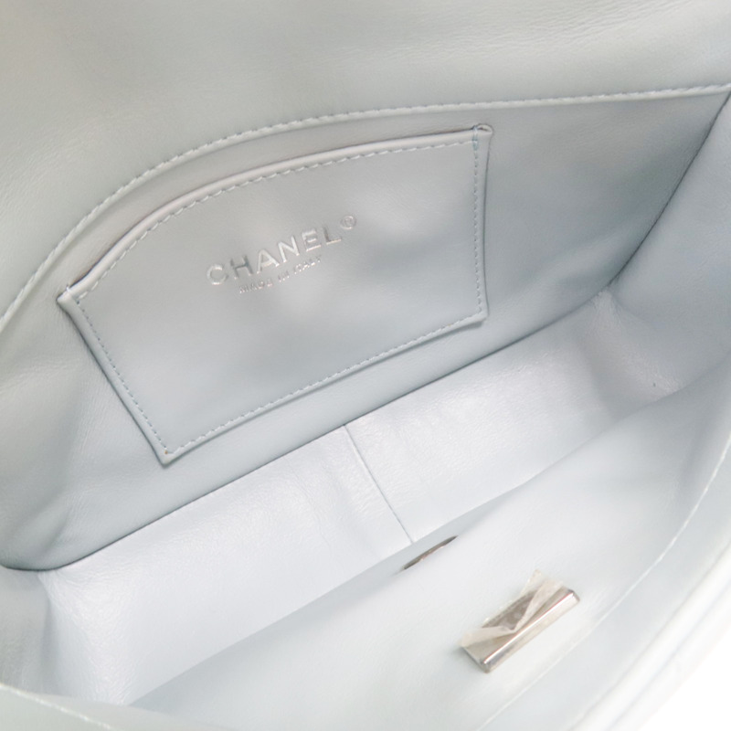 藍色 羊皮 鍊帶 肩背包 銀扣-4