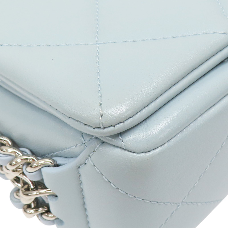 藍色 羊皮 鍊帶 肩背包 銀扣-8