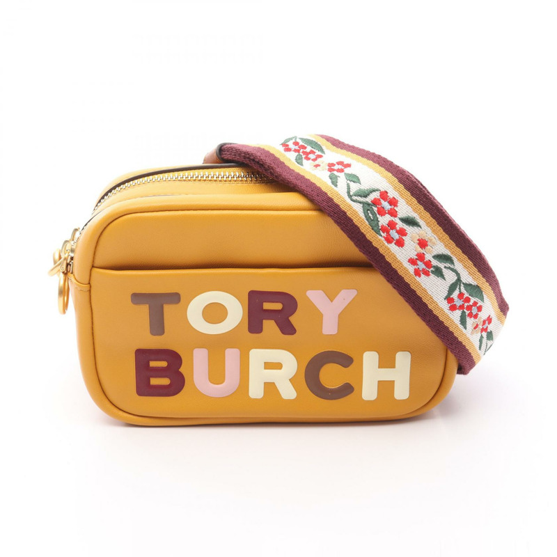 Tory Burch Perry High Frequency 迷你肩背包 皮革 黃色 二手 女款 標誌-0