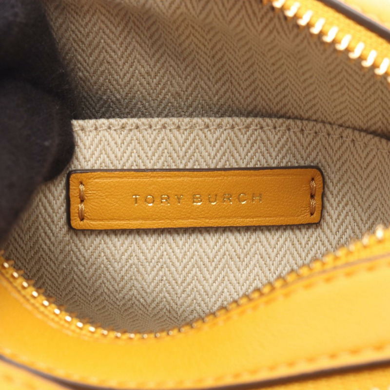 Tory Burch Perry High Frequency 迷你肩背包 皮革 黃色 二手 女款 標誌-3