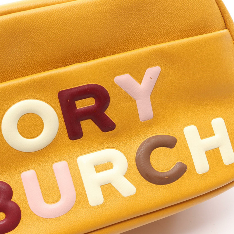 Tory Burch Perry High Frequency 迷你肩背包 皮革 黃色 二手 女款 標誌-4