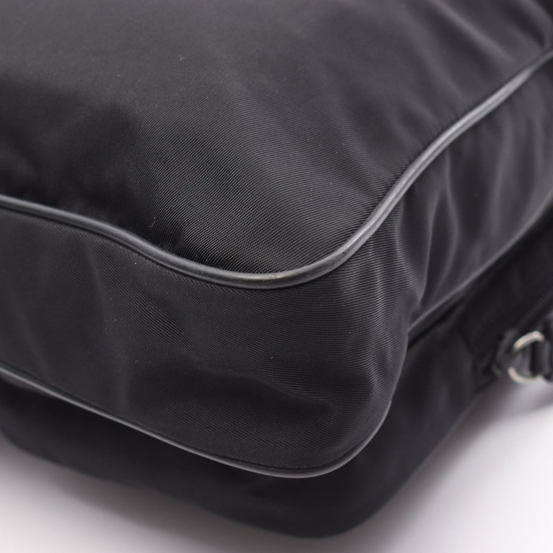 PRADA 斜背包 尼龍十字紋皮革 黑色 二手 女士-5