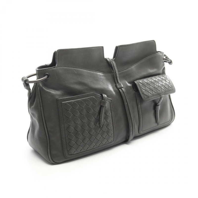 BOTTEGA VENETA Intrecciato 斜背包 皮革 綠色 二手 女士-1