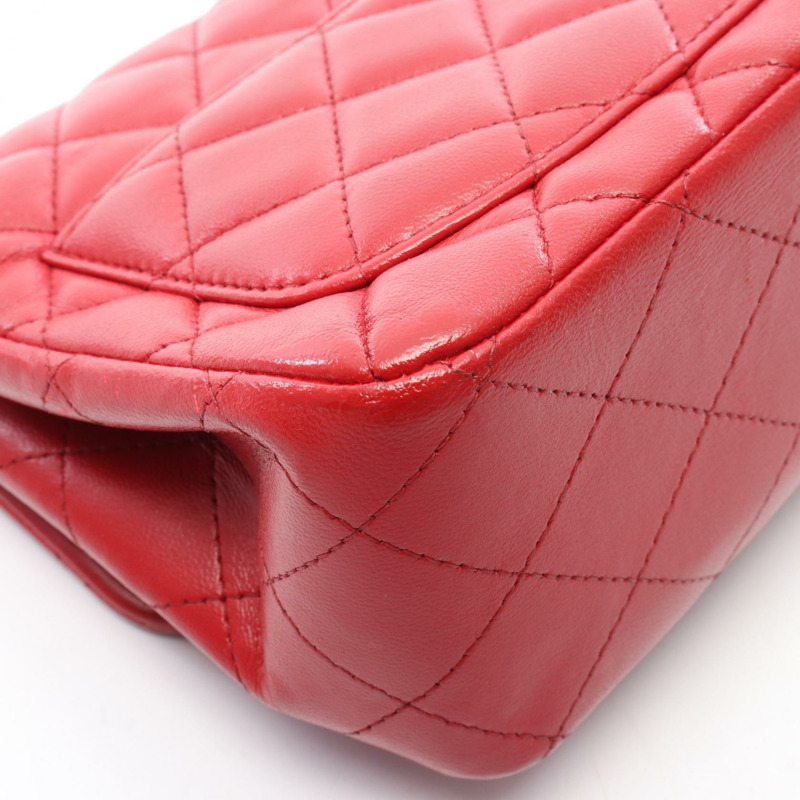 CHANEL 迷你 Matelasse 鏈條單肩包 A35200 皮革 紅色 二手 女款 SHW CC-6