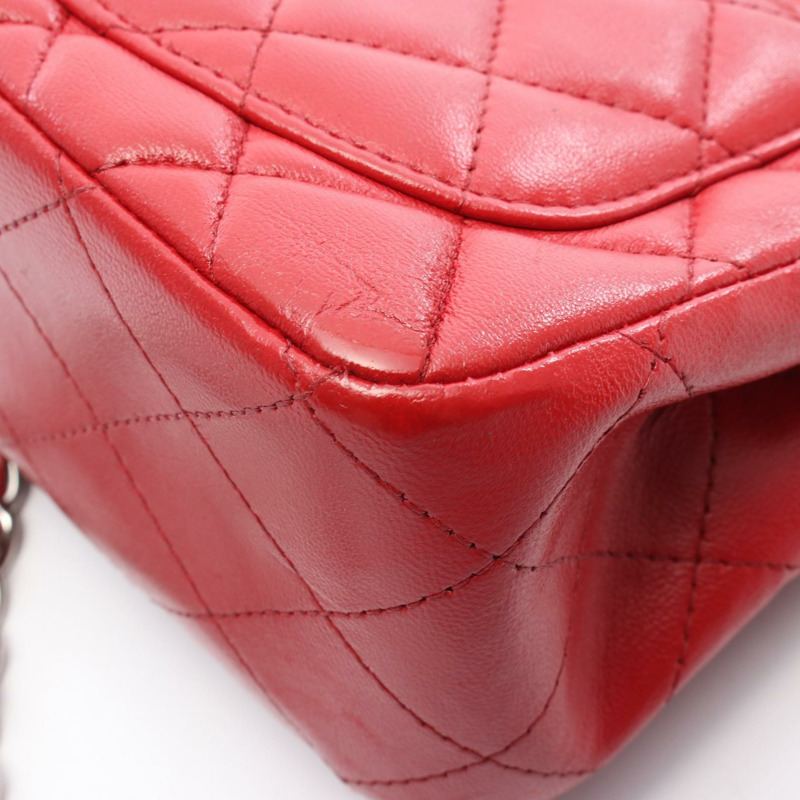 CHANEL 迷你 Matelasse 鏈條單肩包 A35200 皮革 紅色 二手 女款 SHW CC-7