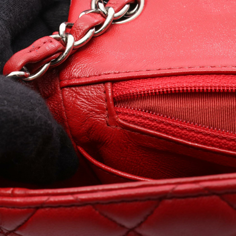 CHANEL 迷你 Matelasse 鏈條單肩包 A35200 皮革 紅色 二手 女款 SHW CC-9