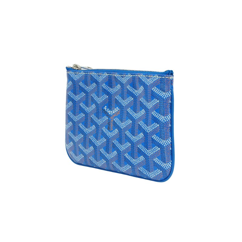 Goyard Senat Mini Pouch 帆布一字拉鍊零錢包(藍)-1
