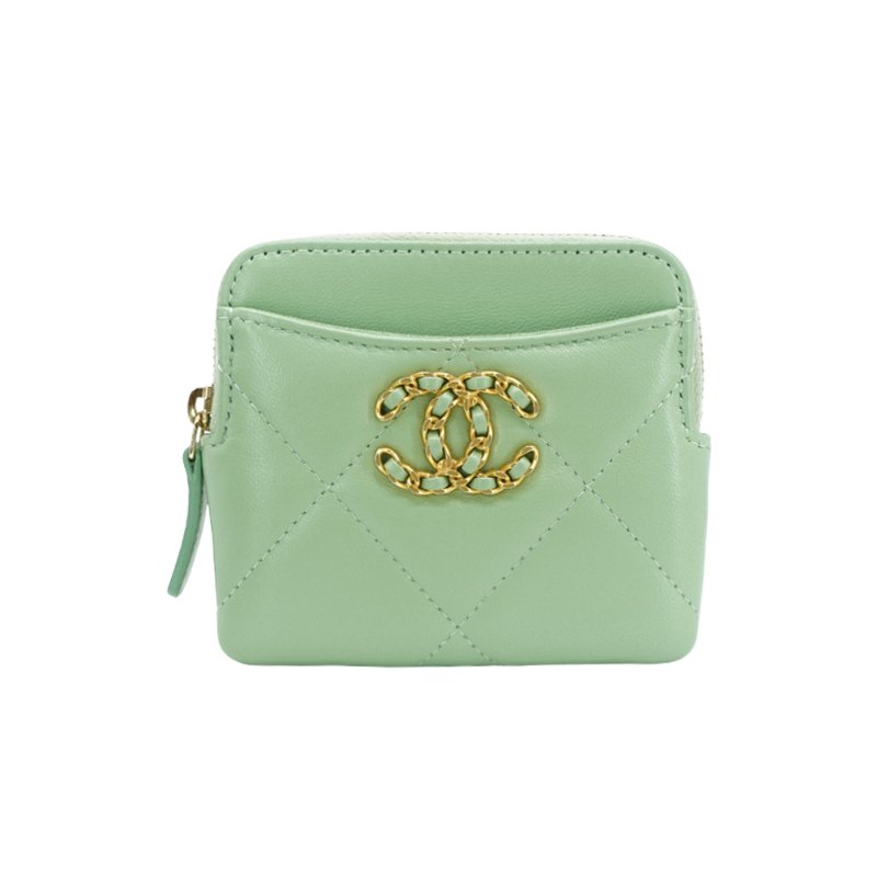 Chanel 19 菱格紋卡片拉鍊零錢吐司包(AP2086-牛油果綠)-0