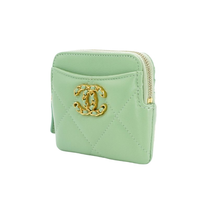 Chanel 19 菱格紋卡片拉鍊零錢吐司包(AP2086-牛油果綠)-1