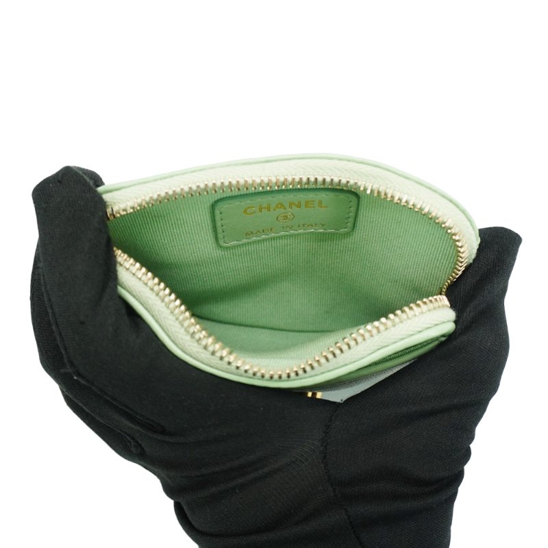 Chanel 19 菱格紋卡片拉鍊零錢吐司包(AP2086-牛油果綠)-4