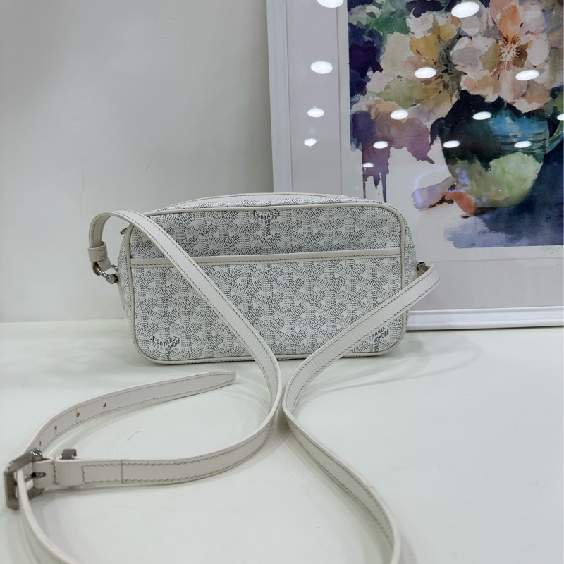 GOYARD 戈雅 cap-vert白色Y字老花滿印 單肩斜挎相機包 成色一般 配皮有點發黃-1