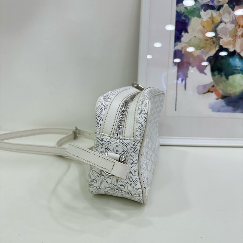 GOYARD 戈雅 cap-vert白色Y字老花滿印 單肩斜挎相機包 成色一般 配皮有點發黃-2