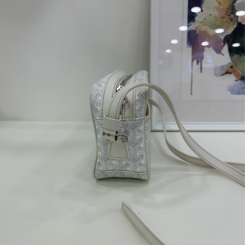 GOYARD 戈雅 cap-vert白色Y字老花滿印 單肩斜挎相機包 成色一般 配皮有點發黃-3