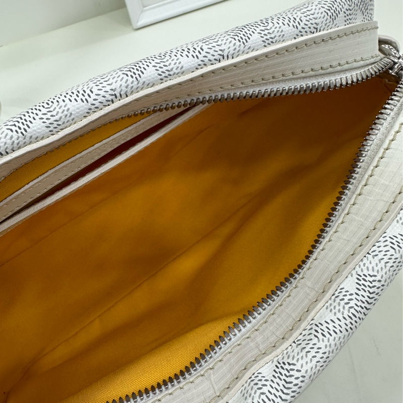 GOYARD 戈雅 cap-vert白色Y字老花滿印 單肩斜挎相機包 成色一般 配皮有點發黃-8