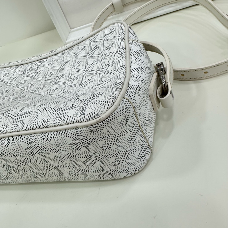GOYARD 戈雅 cap-vert白色Y字老花滿印 單肩斜挎相機包 成色一般 配皮有點發黃-10