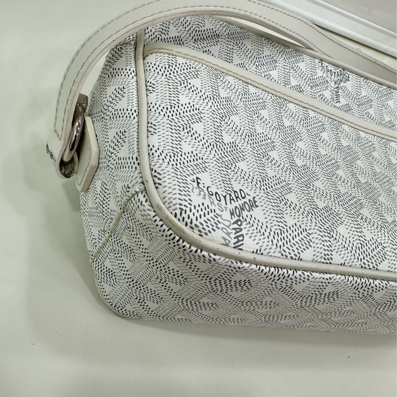 GOYARD 戈雅 cap-vert白色Y字老花滿印 單肩斜挎相機包 成色一般 配皮有點發黃-12