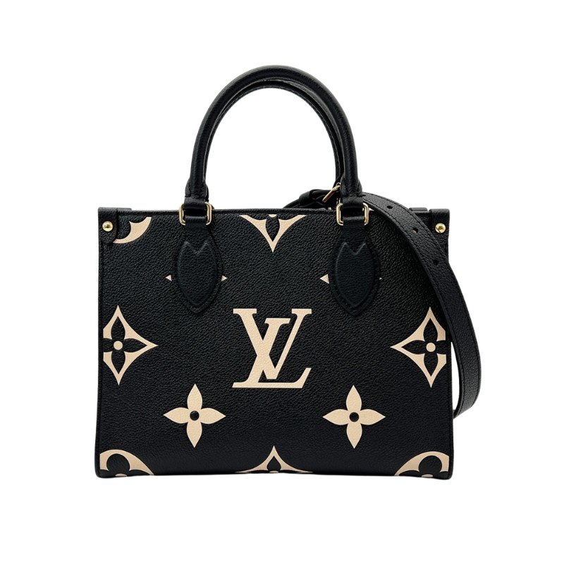 Louis Vuitton 展示品 OnTheGo PM 壓花牛皮手提肩背二用包(M45659-黑/米)-0