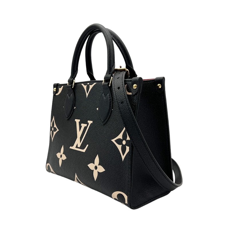 Louis Vuitton 展示品 OnTheGo PM 壓花牛皮手提肩背二用包(M45659-黑/米)-1