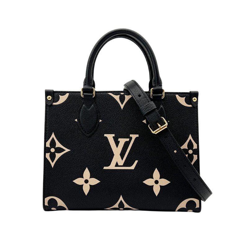Louis Vuitton 展示品 OnTheGo PM 壓花牛皮手提肩背二用包(M45659-黑/米)-2