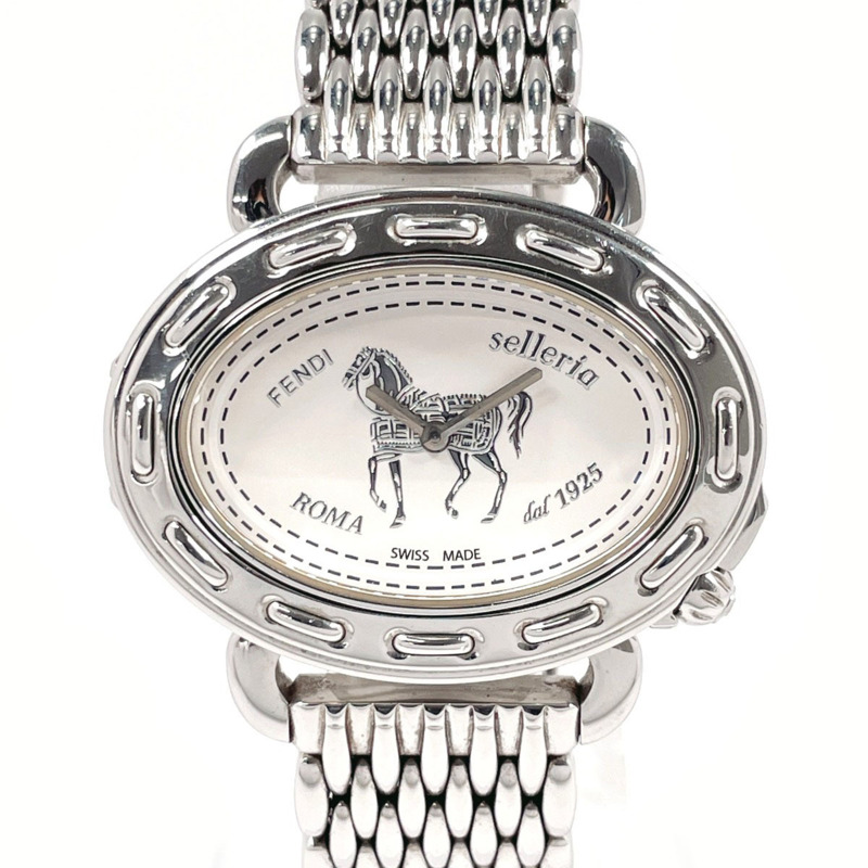 FENDI Selleria 8300M 手錶,不銹鋼/不銹鋼,銀色,石英,白色錶盤,女士-0