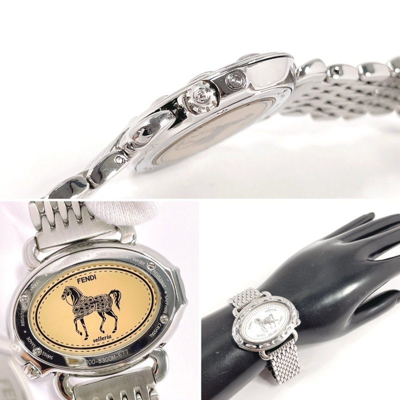 FENDI Selleria 8300M 手錶,不銹鋼/不銹鋼,銀色,石英,白色錶盤,女士-6