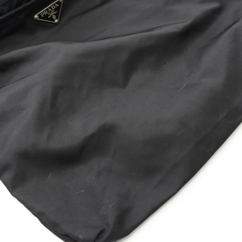 PRADA Re-Nylon 斜背包 尼龍 皮革 黑色 二手 女款 標誌-4
