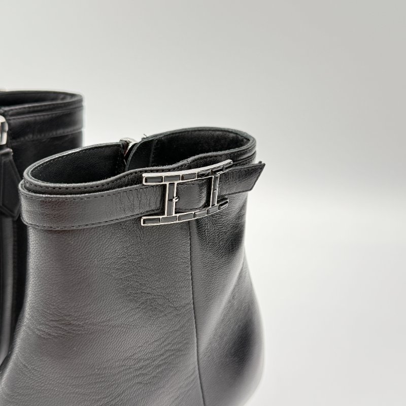 【閒置品♥️】HERMES 愛馬仕 Blanche 黑色 皮革 60 Ankle Boots 小貓跟 短靴｜專櫃 68,0000-2