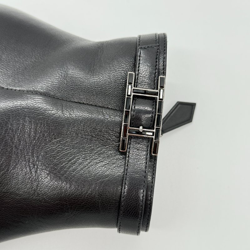 【閒置品♥️】HERMES 愛馬仕 Blanche 黑色 皮革 60 Ankle Boots 小貓跟 短靴｜專櫃 68,0000-6