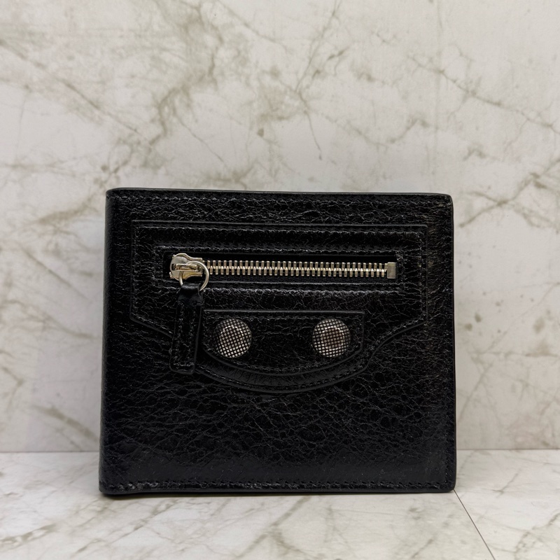 Balenciaga 大釦對開短夾 黑-0