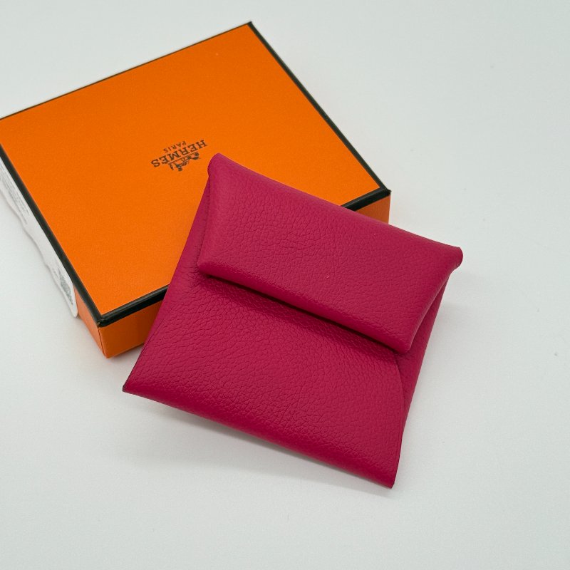 【全新♥️未使用】Hermes 愛馬仕 Bastia Evercolor 小牛皮 90 Framboise 覆盆子 紅莓 零錢包 短夾-1