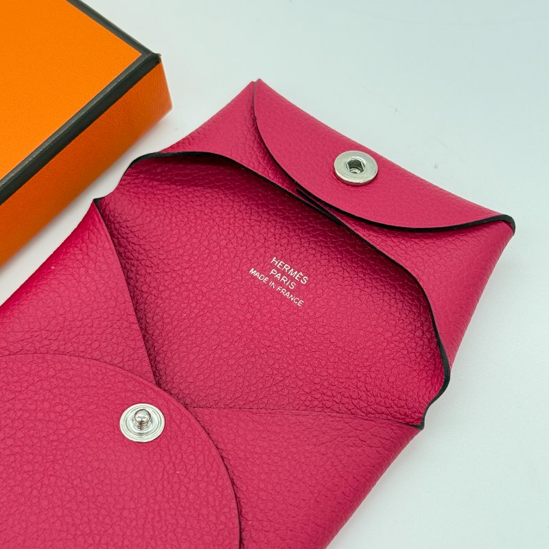 【全新♥️未使用】Hermes 愛馬仕 Bastia Evercolor 小牛皮 90 Framboise 覆盆子 紅莓 零錢包 短夾-3