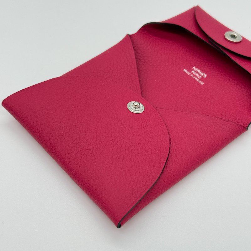 【全新♥️未使用】Hermes 愛馬仕 Bastia Evercolor 小牛皮 90 Framboise 覆盆子 紅莓 零錢包 短夾-4