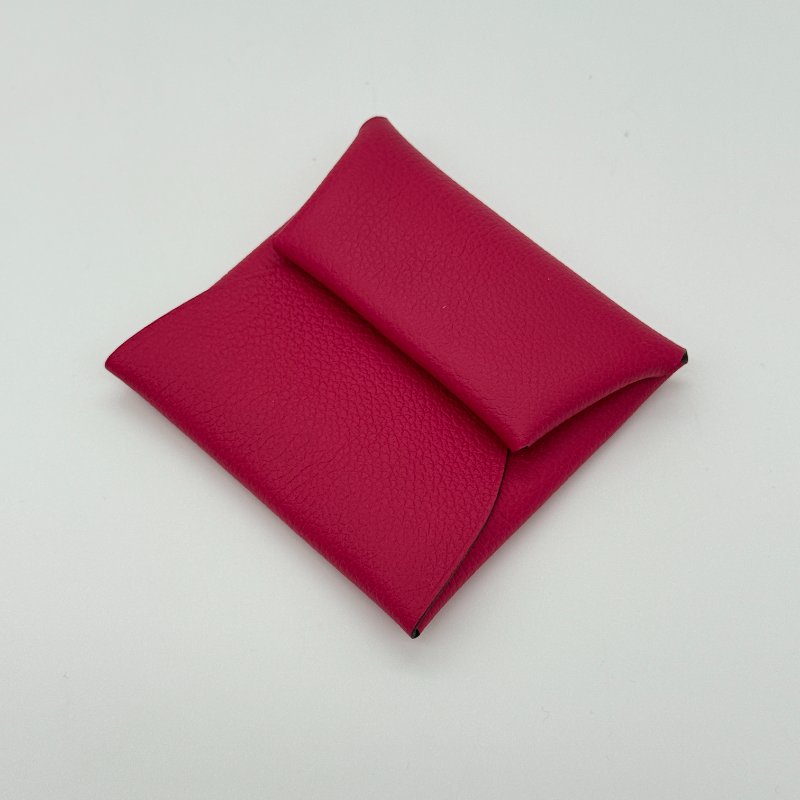 【全新♥️未使用】Hermes 愛馬仕 Bastia Evercolor 小牛皮 90 Framboise 覆盆子 紅莓 零錢包 短夾-7